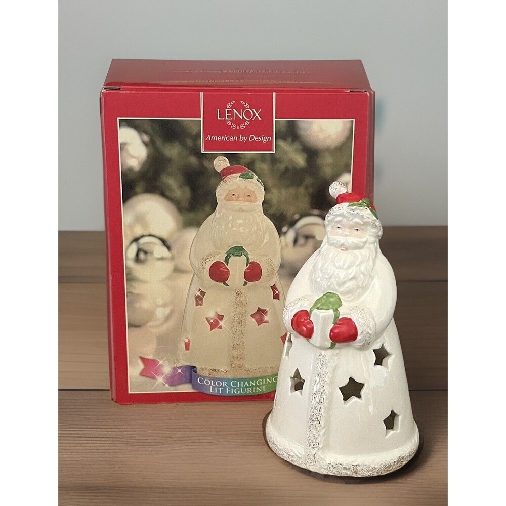 Lenox Color Changing Lit Figurine Seasons Sparkle Santa Clause Figure 6.5"